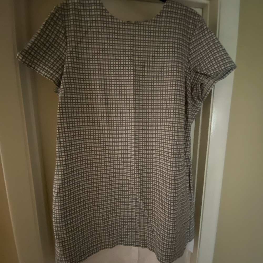 Grey and white dress with faux white shirt bottom